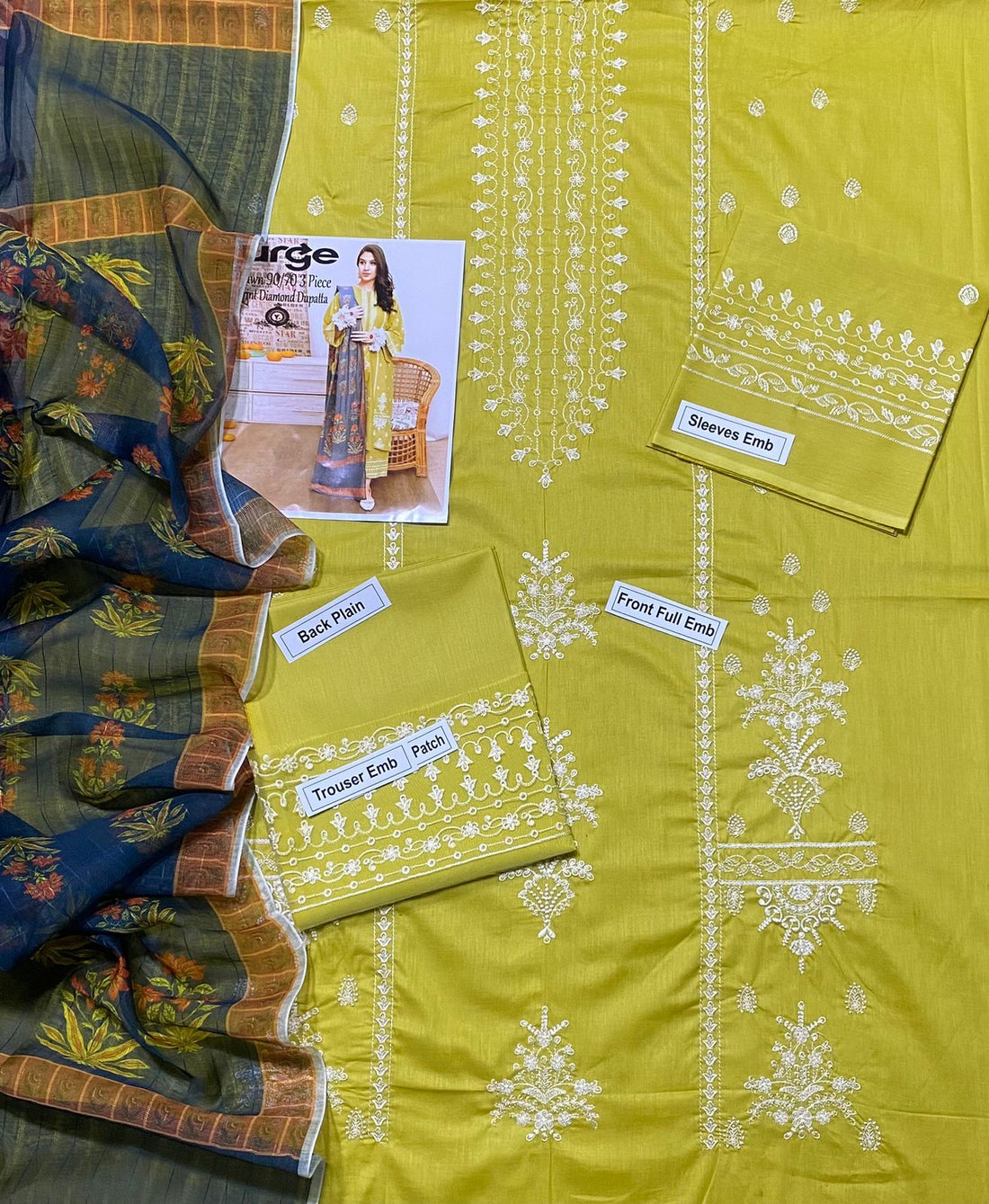 ASLING 3PC DHANAK  EMBROIDERED  SU#05