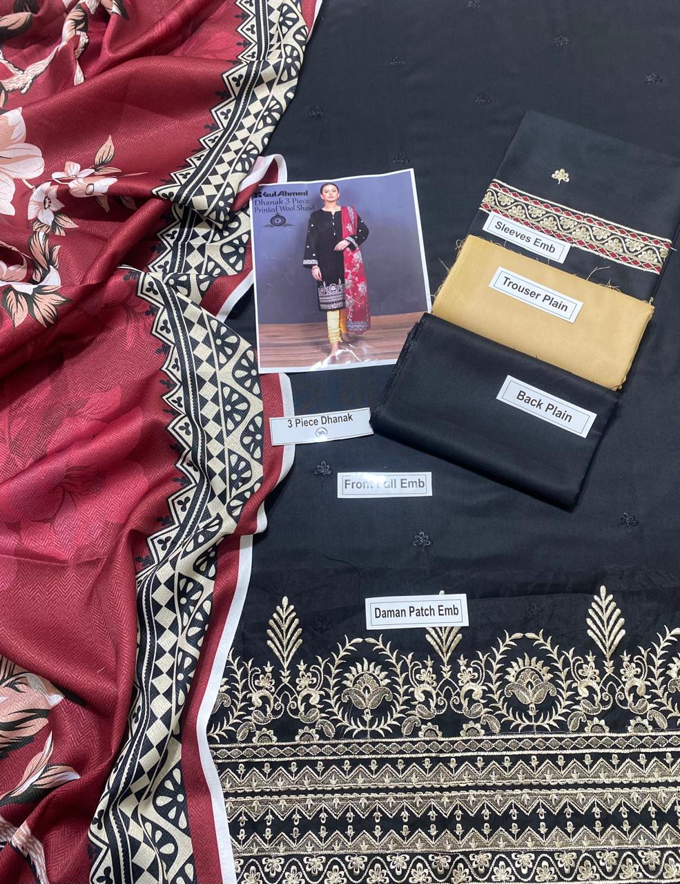 ASLING  3PC DHANAK EMBROIDERED SU#06